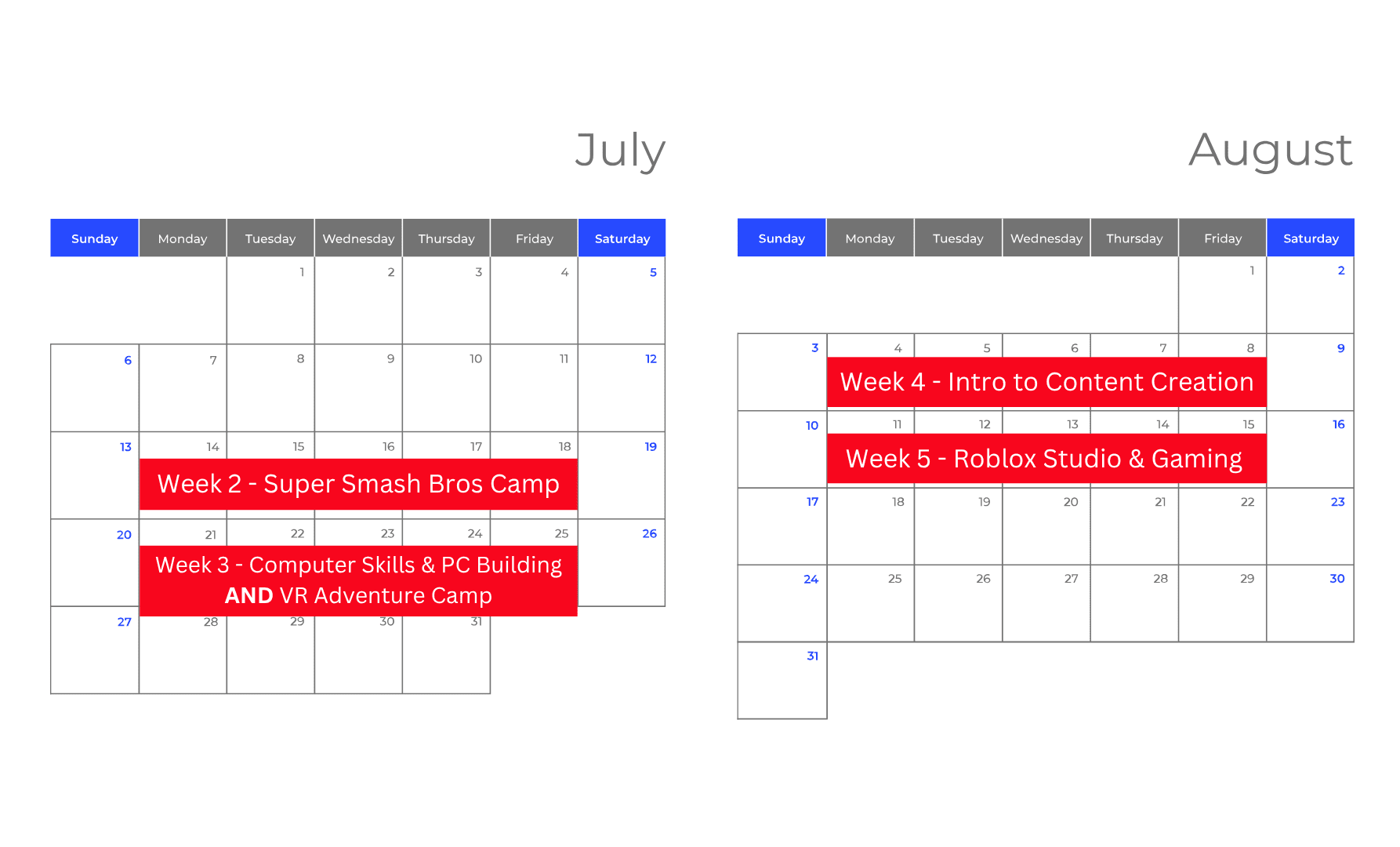 Camp Calendar